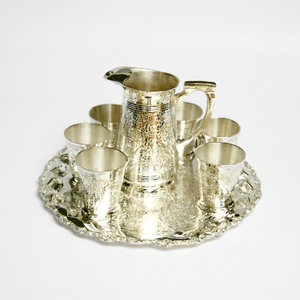 Ensemble de citronniers vintage en laiton gravé, écologique, avec 6 verres, 1 carafe de 1500 ml et 1 plateau pour boissons et vaisselle - Product Image 1