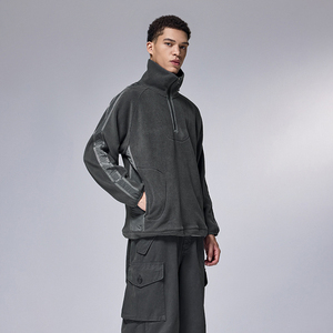 European Style 325gsm Blank Polar Fleece <strong>Jacket</strong> <strong>Half</strong> Zipper Loose Fit Oversized oversized Fleece <strong>Jacket</strong> Outdoor - Product Image 4