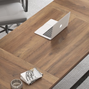 Hiện đại 1.8m mộc mạc sồi k-chân Bàn Máy Tính chuyển đổi gỗ + kim loại rỗng trò chơi văn phòng bảng trực tiếp từ nhà máy nguồn - Product Image 6