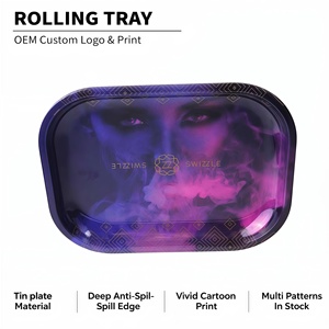 Custom Manual Classic Metal Rolling Tray with Magnetic Lid Blank for <b>Herb</b> Tobacco Rolling Tray Kit Set - Product Image 1