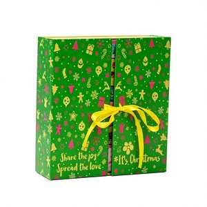 Custom Green Advent <b>Calendar</b> Box Book Style Full Color Print Satin Ribbon OEM Christmas Countdown Packaging Wholesale Supplier - Product Image 1