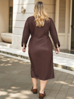 Ceinture marron personnalisée à motif simple lavable, style solide, avec superposition sur le devant, robes de bureau grande taille pour femmes XXXXL