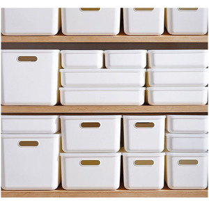 Plastic <b>Storage</b> Bins Rectangle <b>Stackable</b> With Lid Food <b>Storage</b> Box Kitchen Organizer Under Bed <b>Drawer</b> Use - Product Image 1