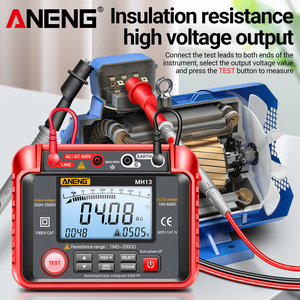 ANENG Multímetro Digital MH13 Ohm Tester Alta Tensão 2000 Contagem Resistência Medidor Isolamento Terra Megohmmeter Ferramenta 1 Ano IP65 - Product Image 2