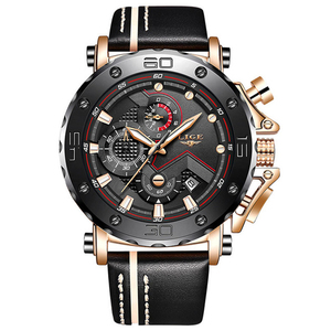 <span class=keywords><strong>LIGE</strong></span>-<span class=keywords><strong>reloj</strong></span> analógico con correa de cuero para hombre, nuevo accesorio de pulsera de cuarzo resistente al agua con cronógrafo, complemento deportivo de marca de lujo con diseño moderno, <span class=keywords><strong>2022</strong></span> - Product Image 2