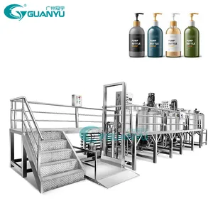 خط إنتاج الصابون السائل لصنع الشامبو من Guanyu ، آلة صنع الغسول ، خزان خلط مستحضرات التجميل