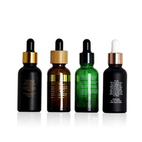 Emballage cosmétique de luxe 15ml 50ml 100ml bouteille d'huile essentielle personnalisée bouteille compte-gouttes en verre de sérum noir mat 30ml