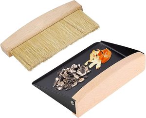 Mini Broom and Dustpan Set Wood <strong>Hand</strong> Broom with Natural Horsehair Bristles Whisk Broom <strong>Brush</strong> - Product Image 1