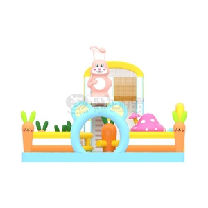 Château gonflable géant WOLONG 10x8x5m, motif lapin mignon, avec toboggan et parcours d'obstacles, capacité supérieure à 500 kg, en PVC commercial pour l'extérieur, pour enfants - Product Image 4