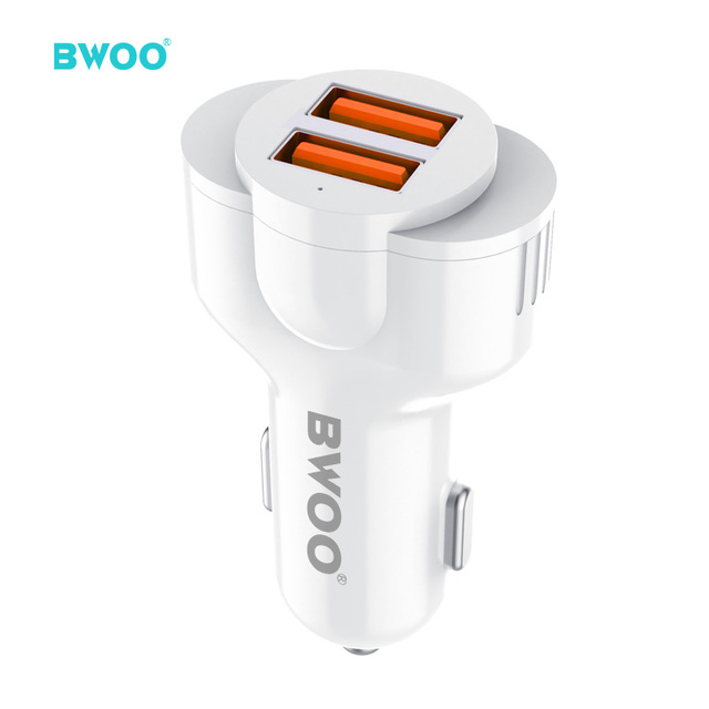 Bwoo Wholesale Mobile Phone Dual Usb Port Car Charger ABS+PC Fireproof Material 12v Car Phone Charger
