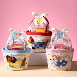 Panier de rangement en corde de coton GREENSIDE, style Ins, capacité de 0 <span class=keywords><strong>à</strong></span> 1 L, finition brillante, forme ronde, sac pour <span class=keywords><strong>teckel</strong></span>, souvenir - Product Image 1