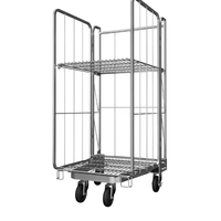 Rouleau de conteneur en maille zinguée avec roues en PU de 5 pouces, pratique pour la logistique d'entrepôt et les chariots de magasinage