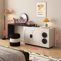 Table de maquillage en bois de style italien avec tiroirs, table de maquillage personnalisée blanche et noire de luxe pour filles avec miroir