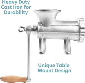 Picadora de Carne Manual de Hierro Fundido con Soporte de Mesa, Discos de Corte de 3/4\", Embutidora de Salchichas, Embudo, Resistente, para <span class=keywords><strong>Restaurante</strong></span>/Granja - Product Image 3