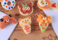 Mini ours en forme de poisson, beignets, pain, pizza, croissant, nourriture miniature, décoration, décoration de gâteaux mignons, fournitures de cupcakes en gros