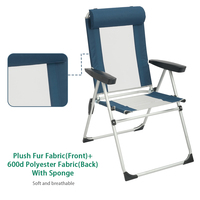 Chaise de camping de plage à cadre en aluminium léger avec repose-tête amovible