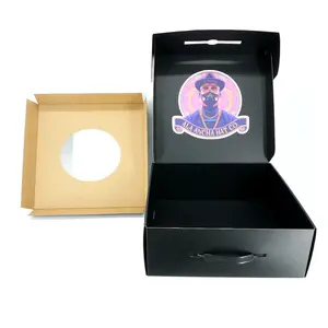 Factory Cowboy hat box premium Custom Design Fashion Packaging Black travel hat box with plastic handle