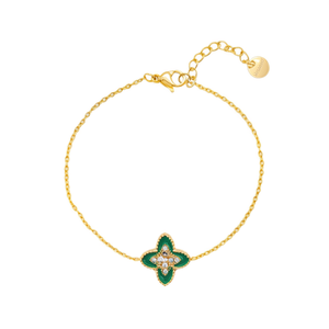 Fashion Charm <b>Bracelet</b> 316L Stainless Steel PVD Gold Plating Green Enamel <b>Crystal</b> Pendant Women's Jewelry - Product Image 2