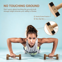Alat Push-up Stand, Bar Push-up Kayu dengan Alas Anti-Selip, Peralatan Olahraga Rumahan, Pegangan Parallet Kayu 30CM