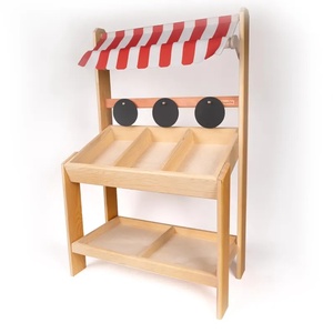 Puesto de mercado de madera Montessori Mercado de Navidad Puesto de madera Juego de imaginación <span class=keywords><strong>Tienda</strong></span> de comestibles Puesto de mercado de madera Muebles para niños - Product Image 4