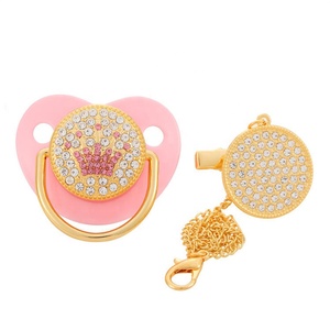 Chupete de silicona de grado alimenticio para bebé, Clips con cadena, personalizado, para recién nacido - Product Image 1