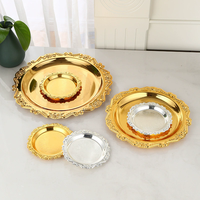 Plateau à bijoux vintage en or et argent, orné et gaufré, style baroque antique, plat à bibelots, décoration esthétique pour coiffeuse