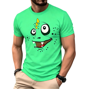 T-<span class=keywords><strong>shirt</strong></span> à manches courtes en polyester pour homme, imprimé visage de monstre de dessin animé vert cool, respirant, décontracté, pour un usage quotidien en ville - Product Image 3
