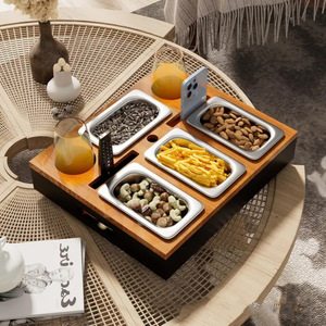 Wooden Snack Box Storage Tray 4 Compartments Multifunction Living Room Desktop Organizer For Snacks Beverages Remote <b>Control</b> - Product Image 1
