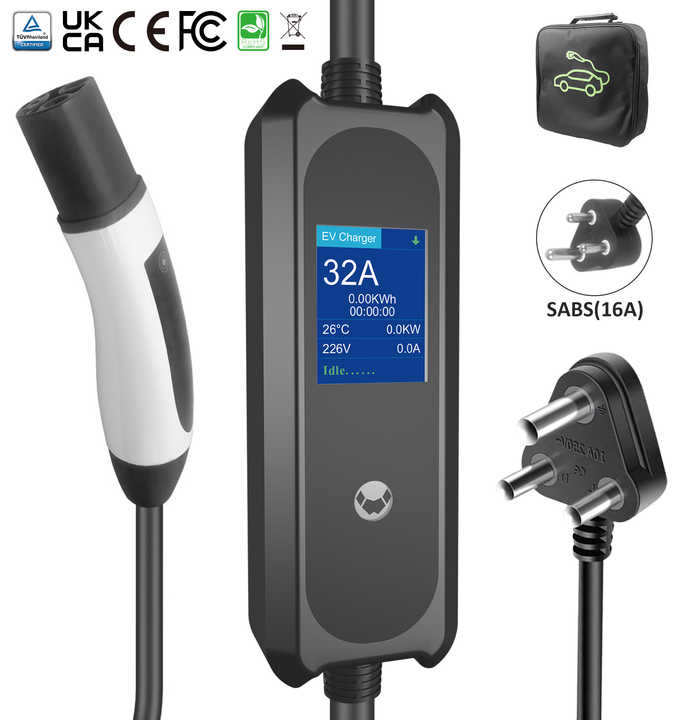 Tesla Charger SABS Plug 16A 3.5KW EV Charger 16.4ft Cable Portable Electric Car Charger Fit for All Tesla Models S/3/X/Y