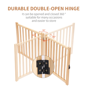 Gerbang hewan peliharaan kayu berdiri bebas tidak memerlukan <span class=keywords><strong>cat</strong></span> untuk pintu tangga dalam ruangan penghalang anjing pagar rintangan - Product Image 4