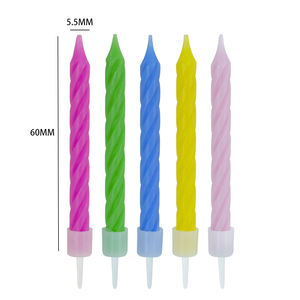 Оптовая продажа напрямую с фабрики: 10 шт. спиральных свечей-макарон с держателями для детских праздников и торжественных дней рождения - Product Image 3