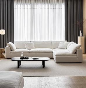 Canapé modulaire en forme de L de style moderne, en tissu de lin, pour le salon - Product Image 3