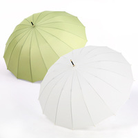Parasol d'extérieur en bambou à 16 baleines avec mât long et droit, personnalisable en gros avec logo, grande quantité