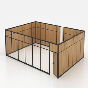 Divisórias & cubículos eretos livres do escritório com quadro de alumínio, solução moderna da separação do escritório do projeto do acento de madeira - Product Image 2