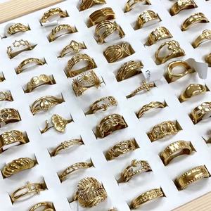 थोक मिश्रित महिला फिंगर समायोज्य छल्ले 18k सोने की प्लेटेड वाटरप्रूफ शादी सगाई गहने थोक स्टेनलेस स्टील की अंगूठी - Product Image 2