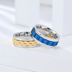 Giải Nén Cổ Điển Vòng Thép Không Gỉ Không Thấm Nước Chống Lo Lo lắng Vòng Bánh Chuyển Vòng Ngón Tay Cho Nam Giới - Product Image 5