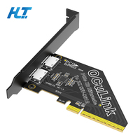 Kartu Ekspansi PCIe X8 ke 2-Port OCuLink SFF-8612, Ekspansi Bifurkasi PCI-E untuk EGPU/NVMe/U.2 SSD, Adaptor Ekspansi Server