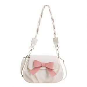 Sac bandoulière plissé Bowspure 2024 Nouvelle Collection Femme Style Rétro avec Grand Nœud, en PU, Fermeture Éclair, Couture Câblée, Décontracté - Product Image 1
