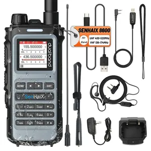 SenHaiX 8600 Dual Walkie Talkie Air Band U/VHF PTT Transceptor portátil a prueba de agua Agregar cargador USB Ham Radio de dos vías