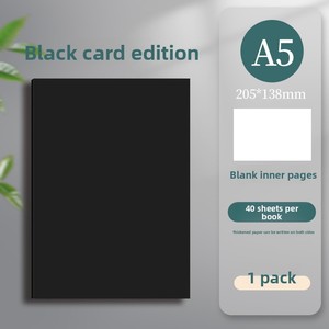 A5シンプルレトロスタイル学生用ソフトペーパーカバーブラックカード無地罫線入り厚めドラフトギフトノート - Product Image 6
