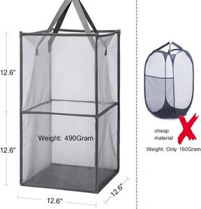 Portable <b>Foldable</b> Kids <b>Laundry</b> <b>Basket</b> with Handle Large Capacity Mesh Collapsible Dirty <b>Laundry</b> Storage Reusable for Baby's Room - Product Image 3