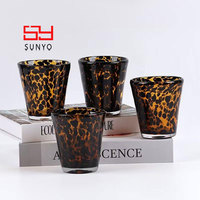 Vasos Retro SUNYO con Diseño de Concha de Tortuga, Juego de Regalo Único para Amantes del Té, Vaso para Whisky con Diseño Color Ámbar Sólido