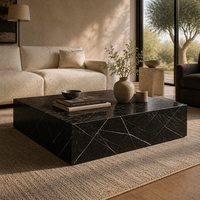Table basse en marbre Nero Marquina haut de gamme, table en marbre naturel haut de gamme, table basse en pierre sur mesure, hôtel, villa