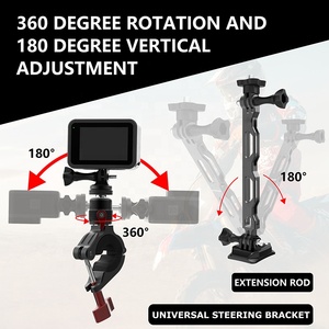 Takenoken alliage d'aluminium support de casque de vélo support de moto vélo caméra vidéo Selfie bâton guidon montage Bundle - Product Image 5