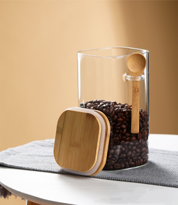 Tarro de especias Contenedor de almacenamiento de alimentos Botella de condimentos Tarro de vidrio hermético con tapa de bambú sellada y cuchara de Bambú - Product Image 2