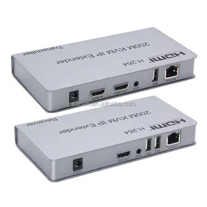 200M HDMI KVM IP Extender sobre IP RJ45 Ethernet CAT6 6A Transmisor Receptor 1 TX a 20 RX y conexión en cascada Teclado USB