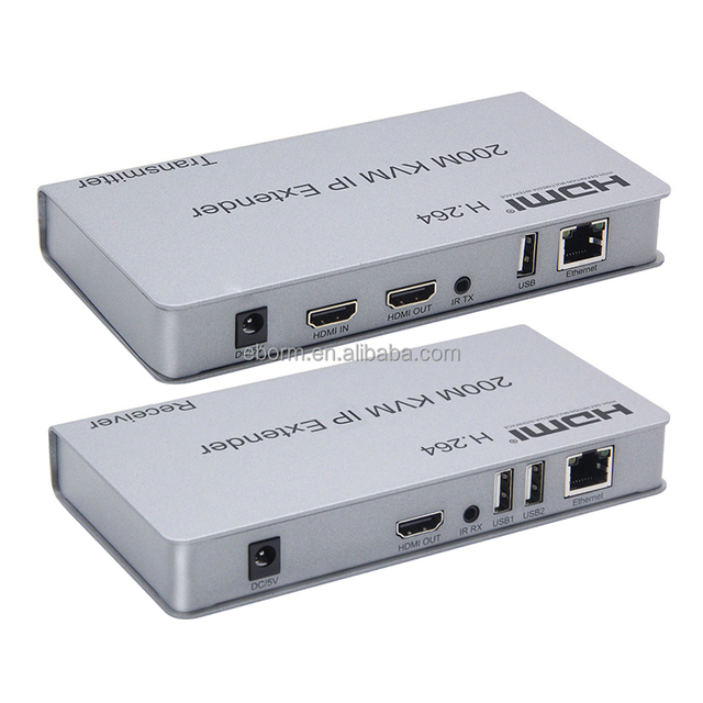 200M HDMI KVM IP Extender Over IP RJ45 Ethernet CAT6 6A Transmitter Receiver 1 TX to 20 RX and Cascade Connection USB Keyboard