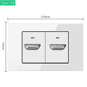 Interruptor de pared estándar americano tipo 118, panel de vidrio templado blanco, interruptor de botón de reinicio de dos vías. - Product Image 5