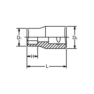 KOKEN - 3400W-7/16 3/8 ''Whitworth pulgadas socket - EAN 4991644033263 HAND SOCKETS 3/8" - Product Image 2
