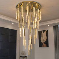 Lampes d'escalier MEEROSEE, luminaires de plafond modernes en cristal pour escalier, maison duplex, villa, plafond suspendu, grand lustre MD98127